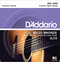 Струны для акустической гитары EJ13 BRONZE 80/20 бронза Custom Light. 11-52