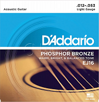 Струны для акустической гитары EJ16 фосфор/бронза Light 12-53, 