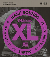 Комплект струн EHR320 Half Round для электрогитары, Super Light, 9-42